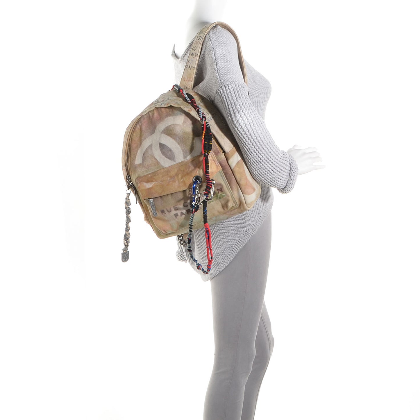 Graffiti Printed Canvas Medium Backpack