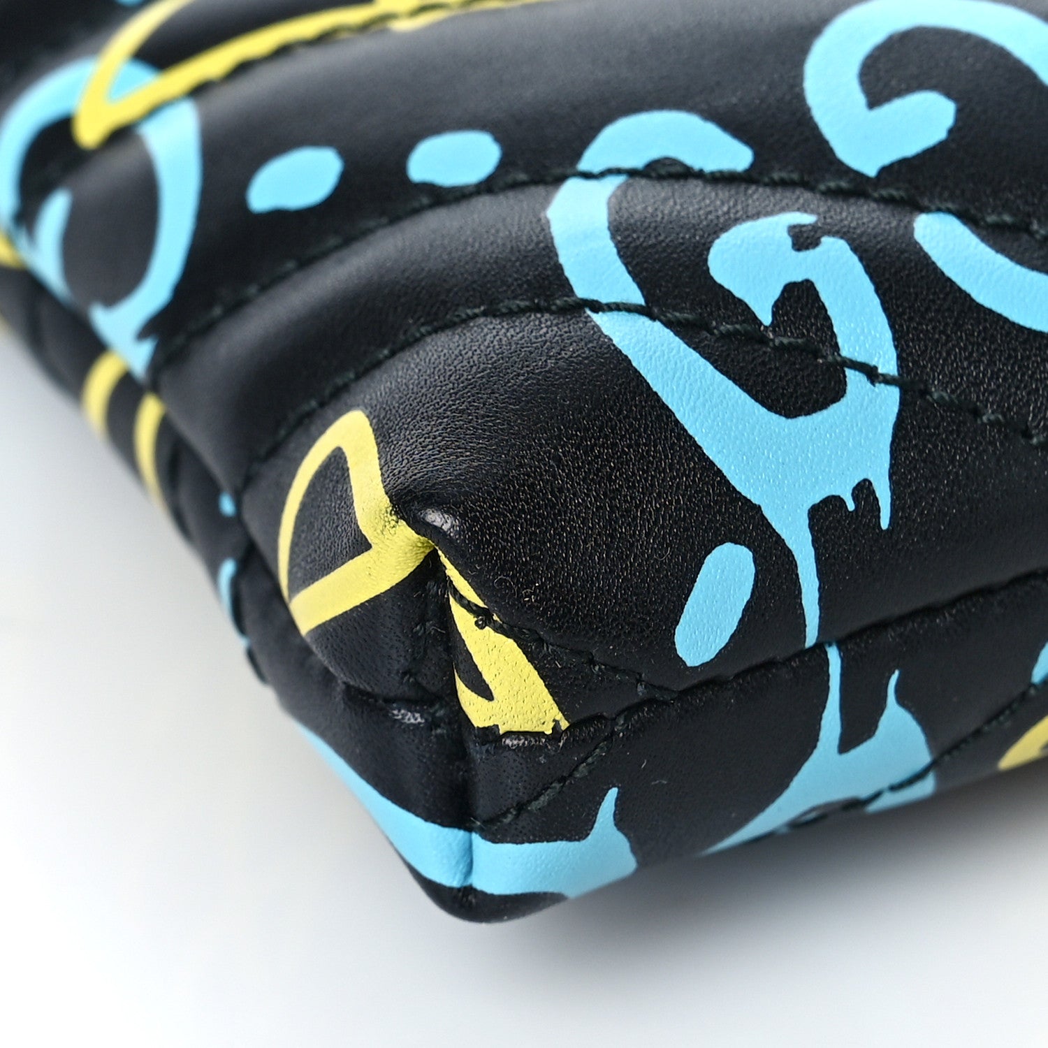 Gucci Calfskin Matelasse Printed Mini GucciGhost GG Marmont Chain Bag Black New Acquamarine 8 of 12