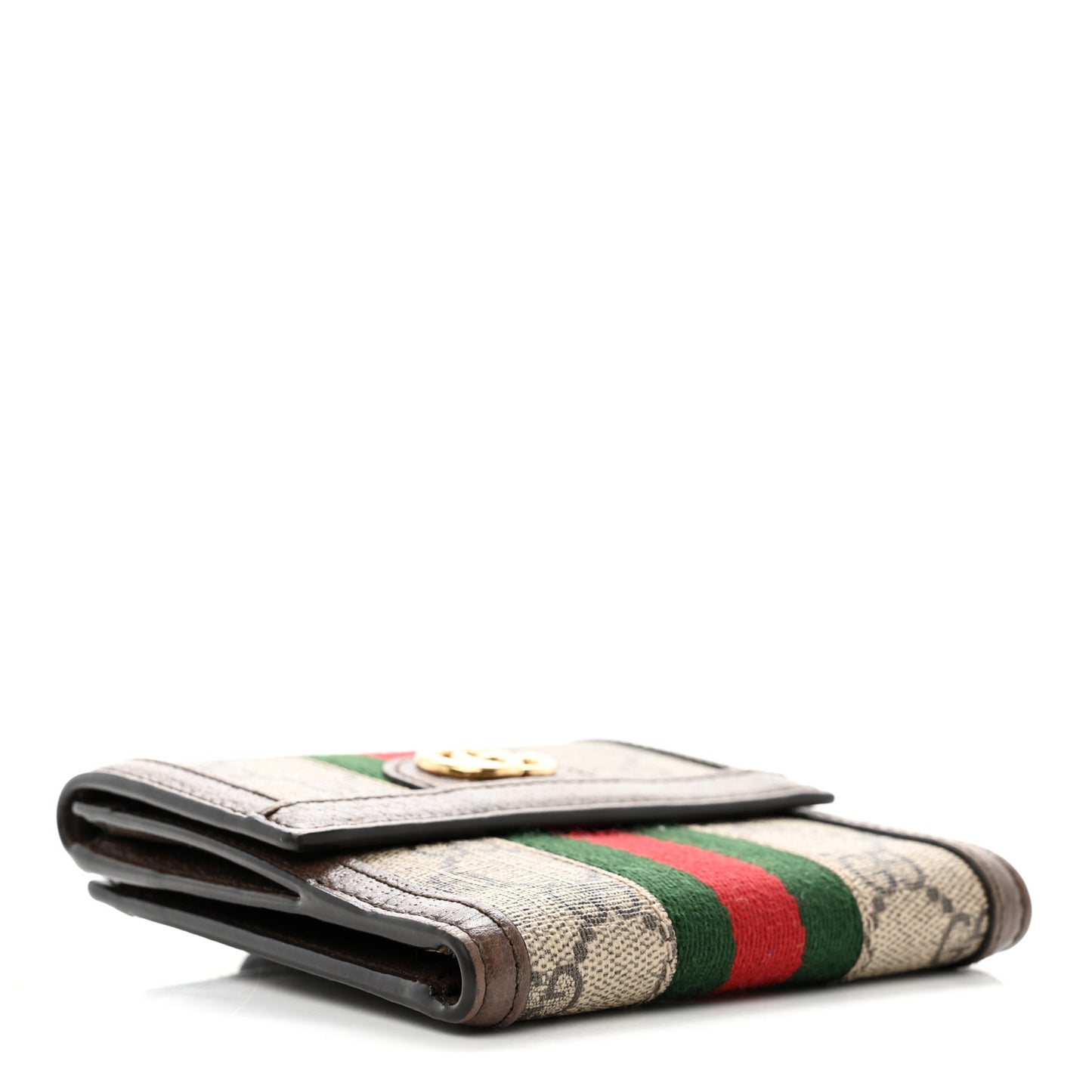 GG Supreme Monogram Web Ophidia French Flap Wallet Beige New Acero