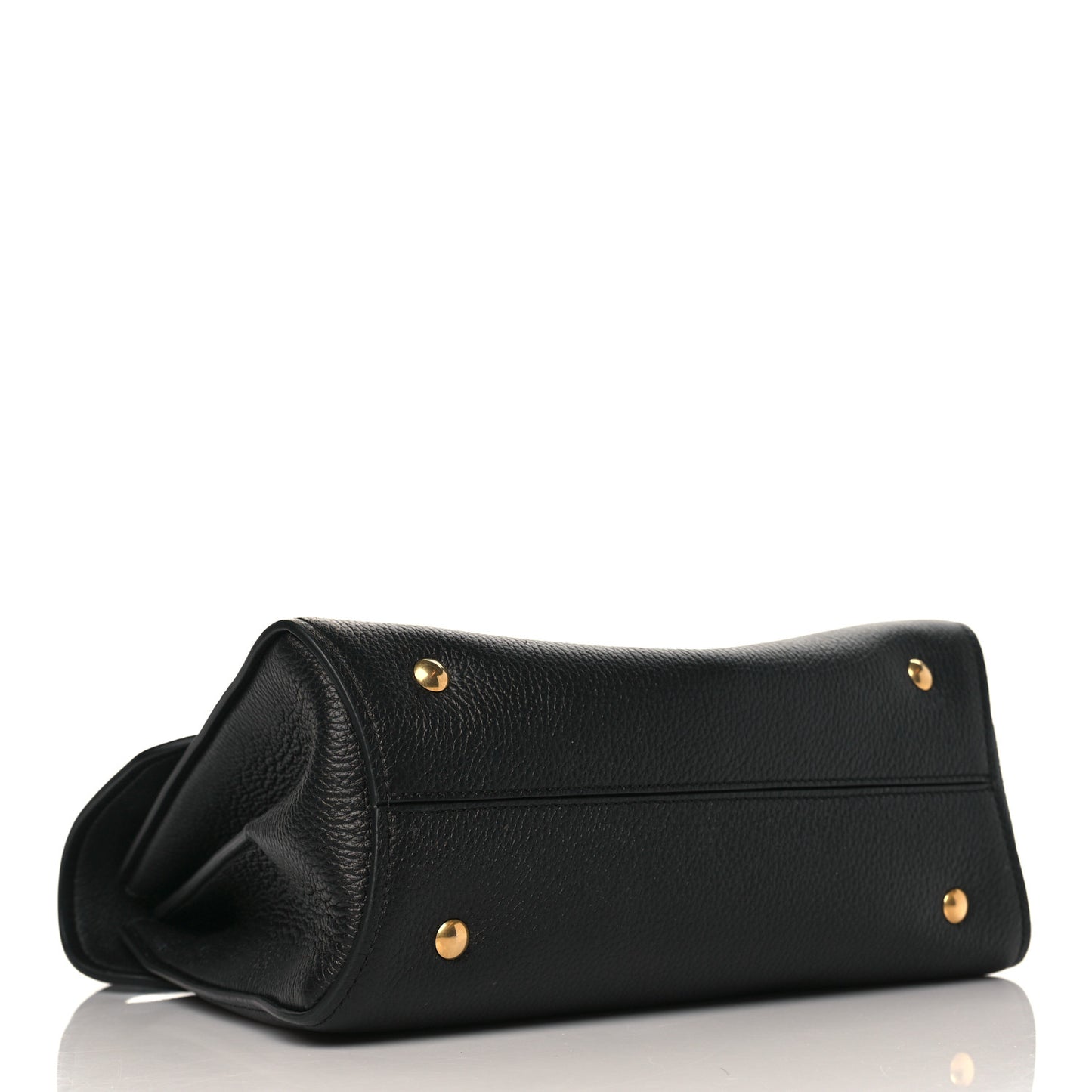 Grain Calfskin Gancini Small Top Handle Bag Black