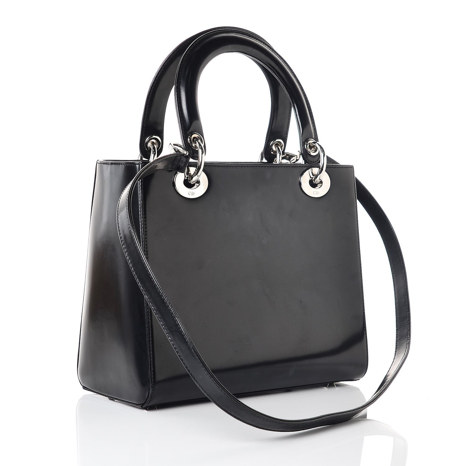 Christian Dior Glazed Calfskin Medium Lady Dior Black 4 of 8