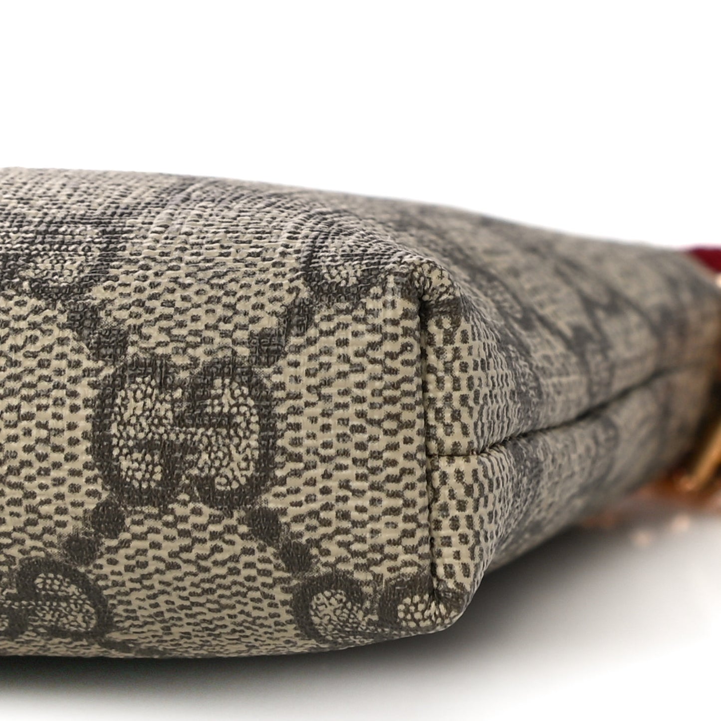 GG Supreme Monogram Mystic Cat Embroidered Chain Wrist Wallet Red