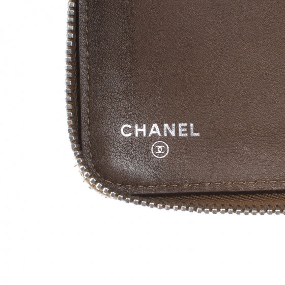 Patent Quilted Large Zip Around Wallet Taupe