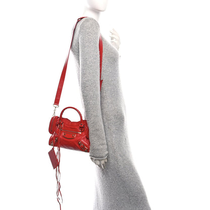 Balenciaga Glossy Nappa Gold Metallic Edge Hardware Mini City Rouge Rubis 2 of 12