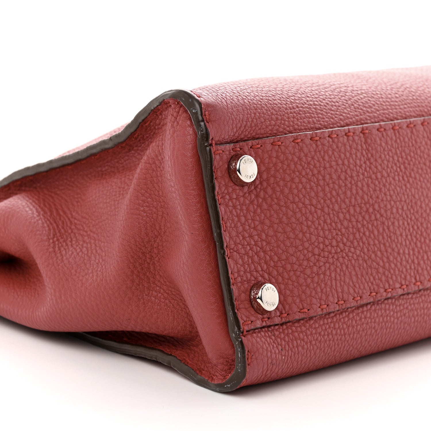 Fendi Cuoio Romano Selleria Bi-Color Medium Peekaboo Iconic Satchel Rosso Latte 10 of 15