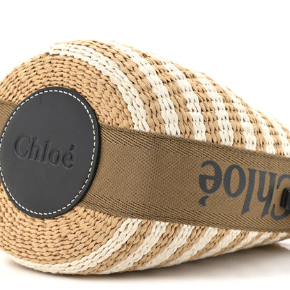 Chloe Raffia Calfskin Small Woody Striped Basket Bag Brown 8 of 9