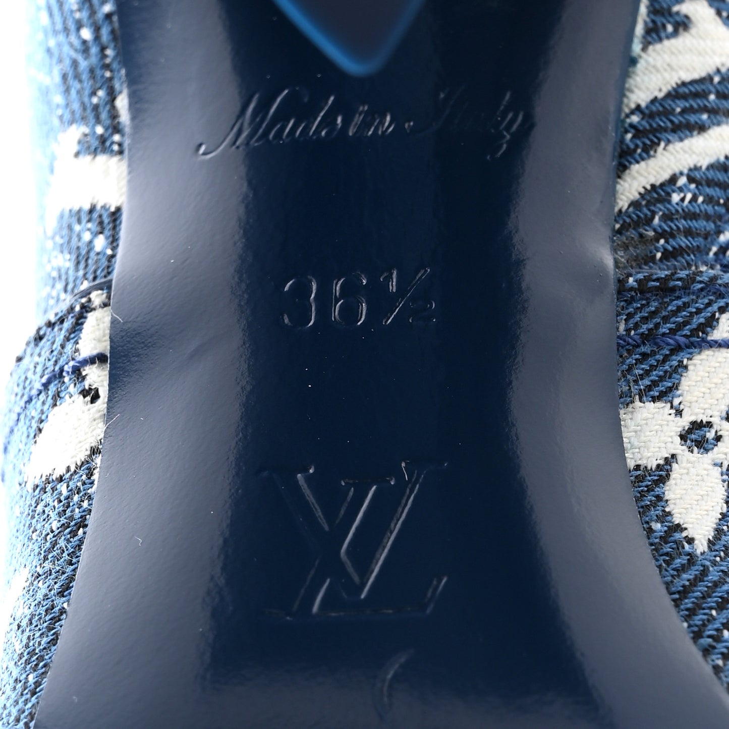Denim Monogram Silhouette Ankle Boots 36.5 Navy Blue