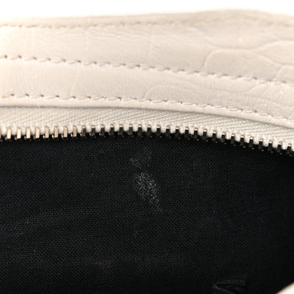 Balenciaga Matte Supple Lambskin Crocodile Embossed Classic Silver Hardware S City White 15 of 15