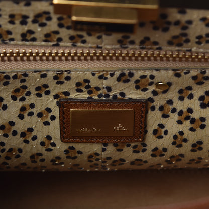 Fendi Goatskin Snakeskin Medium Peekaboo Iconic Satchel Brown 7 of 13