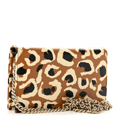Gucci Patent Leopard Print Betty Chain Wallet Tobacco Black 3 of 14