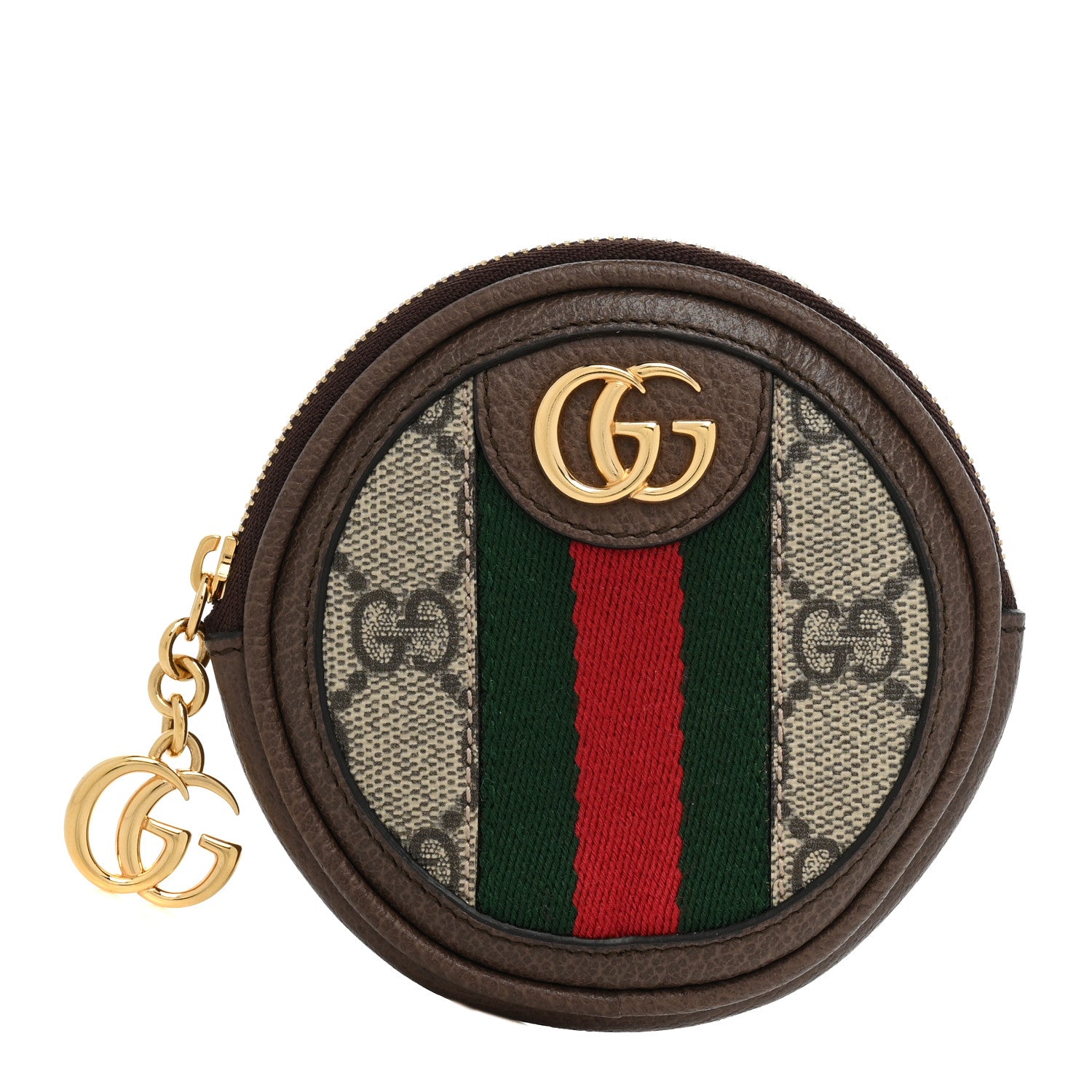 Gucci GG Supreme Monogram Web Ophidia Round Coin Purse Beige New Acero 1 of 8