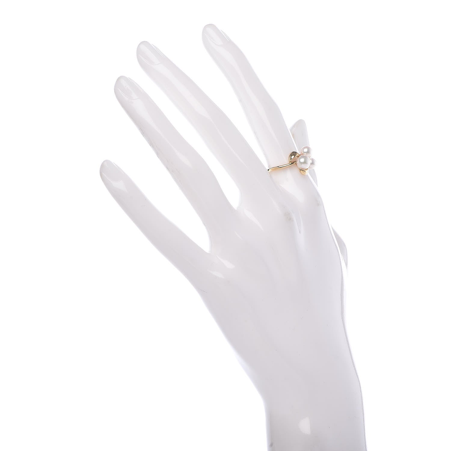Mikimoto 18K Yellow Gold Akoya Pearl 4.5-5.5mm Cluster Ring 50 5.25 2 of 5