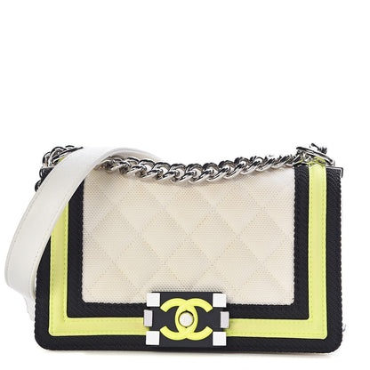 Chanel Canvas Quilted Small Fluo Boy Flap White Black Yellow 1 of 12
