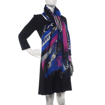 Louis Vuitton Wool Monogram Race Stole Blue 2 of 6