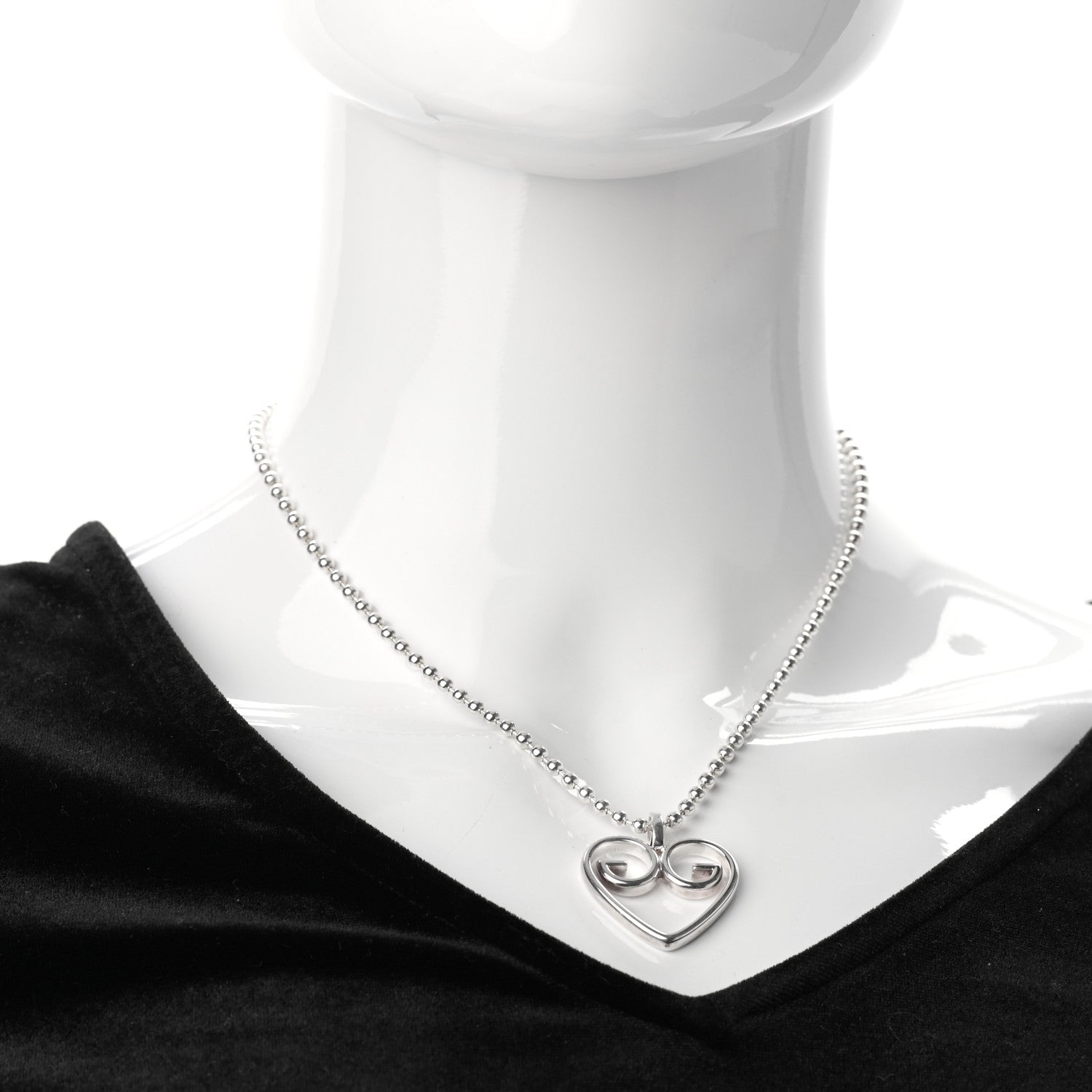 Gucci Sterling Silver GG Heart Pendant Necklace 2 of 5