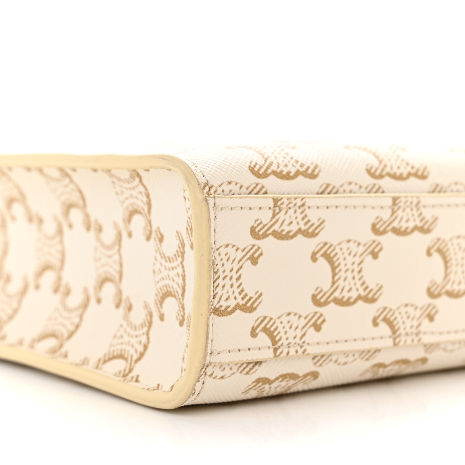Celine Triomphe Canvas Calfskin Mini Vertical Cabas White 7 of 9