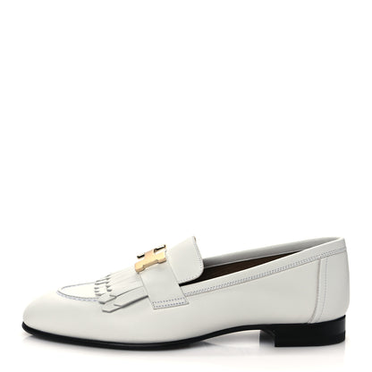 Hermes Calfskin Womens Royal Loafers 35.5 White 1 of 8