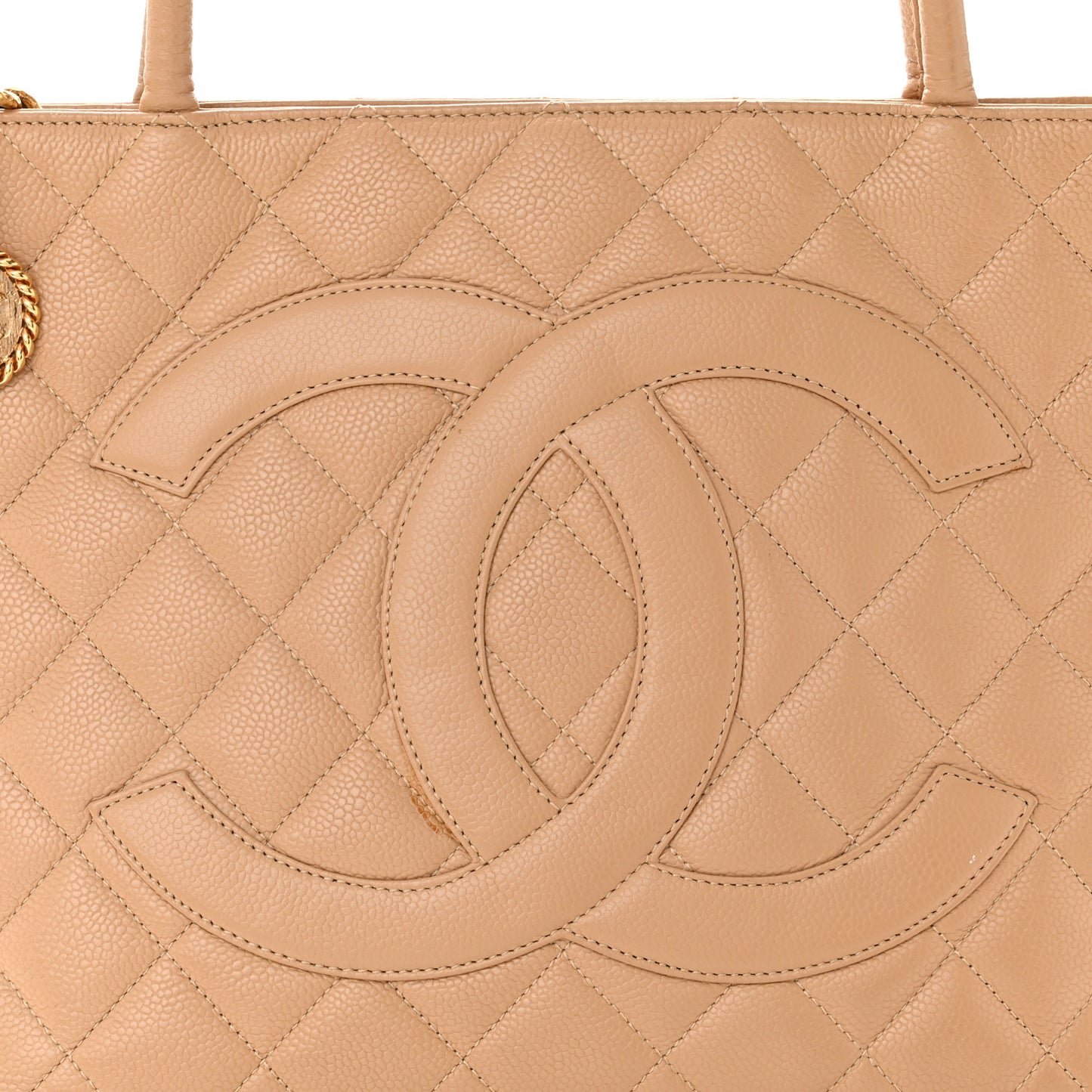 Caviar Quilted Medallion Tote Beige