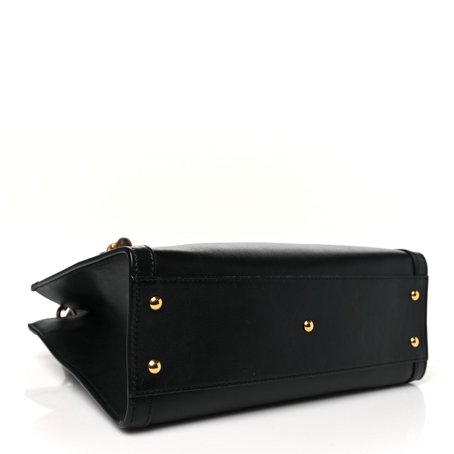 Calfskin Small Diana Tote Bag Black Yellow Fluo