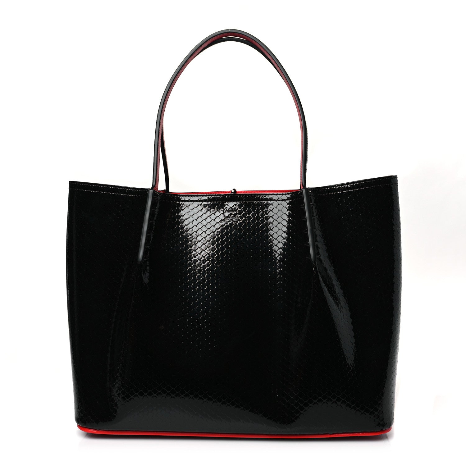 Christian Louboutin Calfskin Crocodile Embossed Spikes Large Cabarock Black 1 of 8