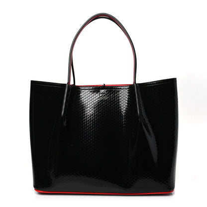 Christian Louboutin Calfskin Crocodile Embossed Spikes Large Cabarock Black 1 of 8