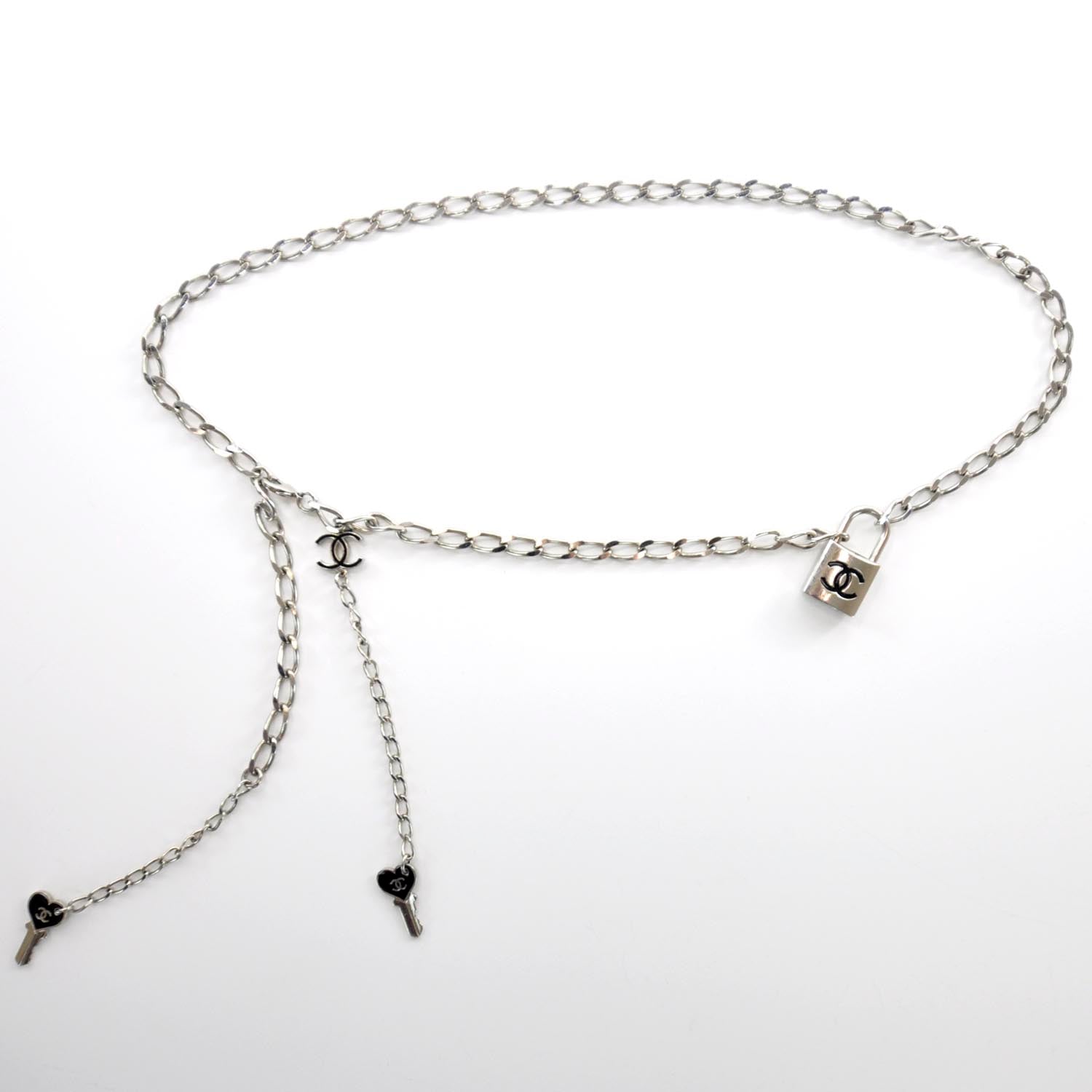 Chanel Chain Lock Charm Belt Silver 1 of 5