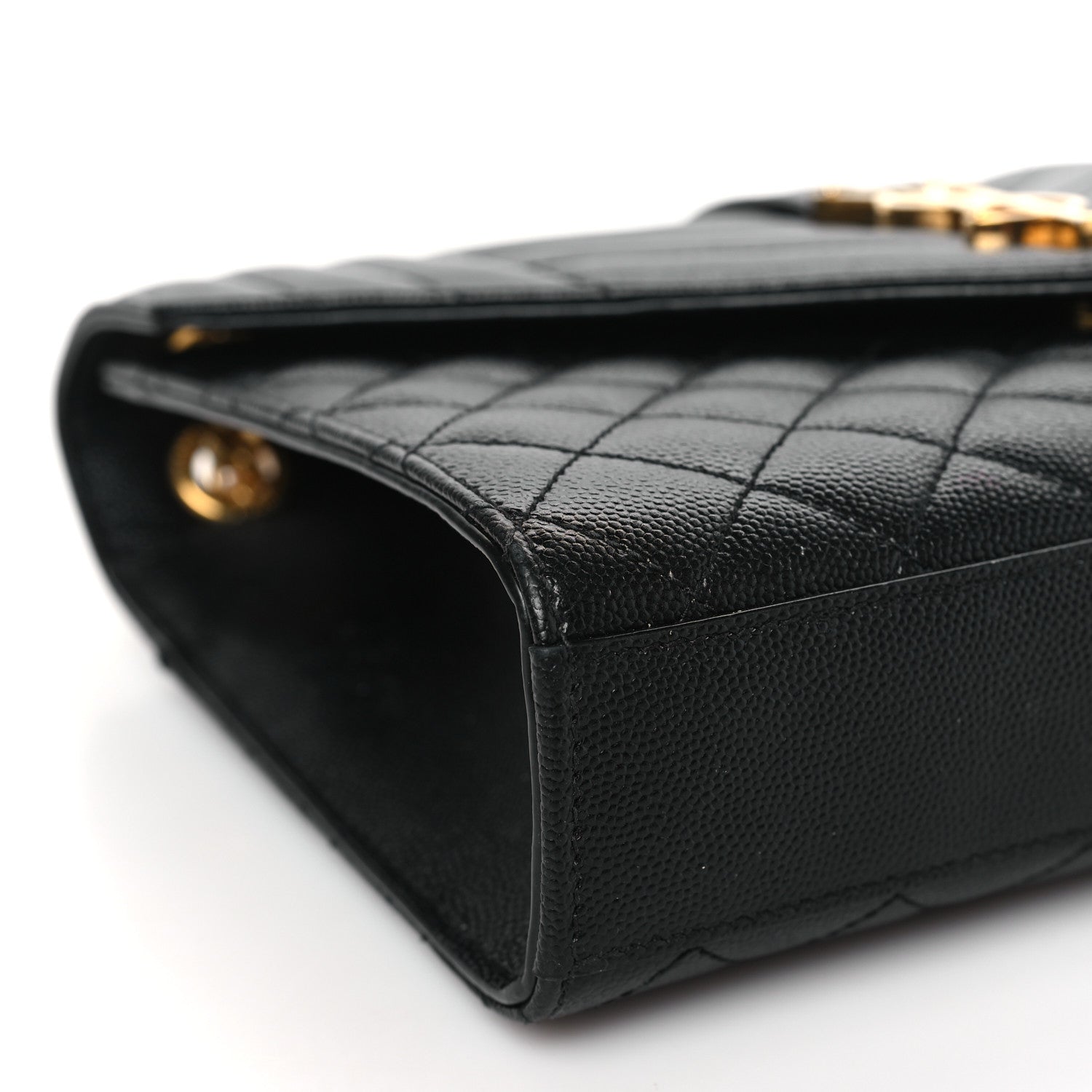 Saint Laurent Grain De Poudre Textured Mixed Matelasse Triquilt Medium Monogram Satchel Black 7 of 9