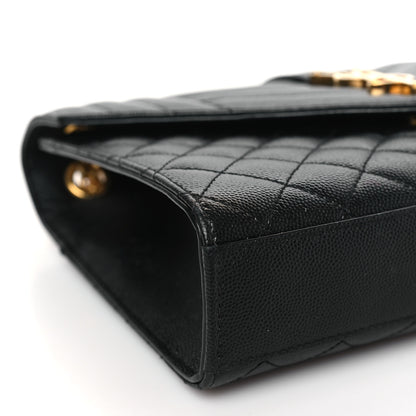 Saint Laurent Grain De Poudre Textured Mixed Matelasse Triquilt Medium Monogram Satchel Black 7 of 9