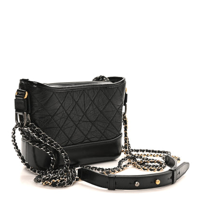 Chanel Aged Calfskin Quilted Small Gabrielle Logo Hobo Black 3 of 11