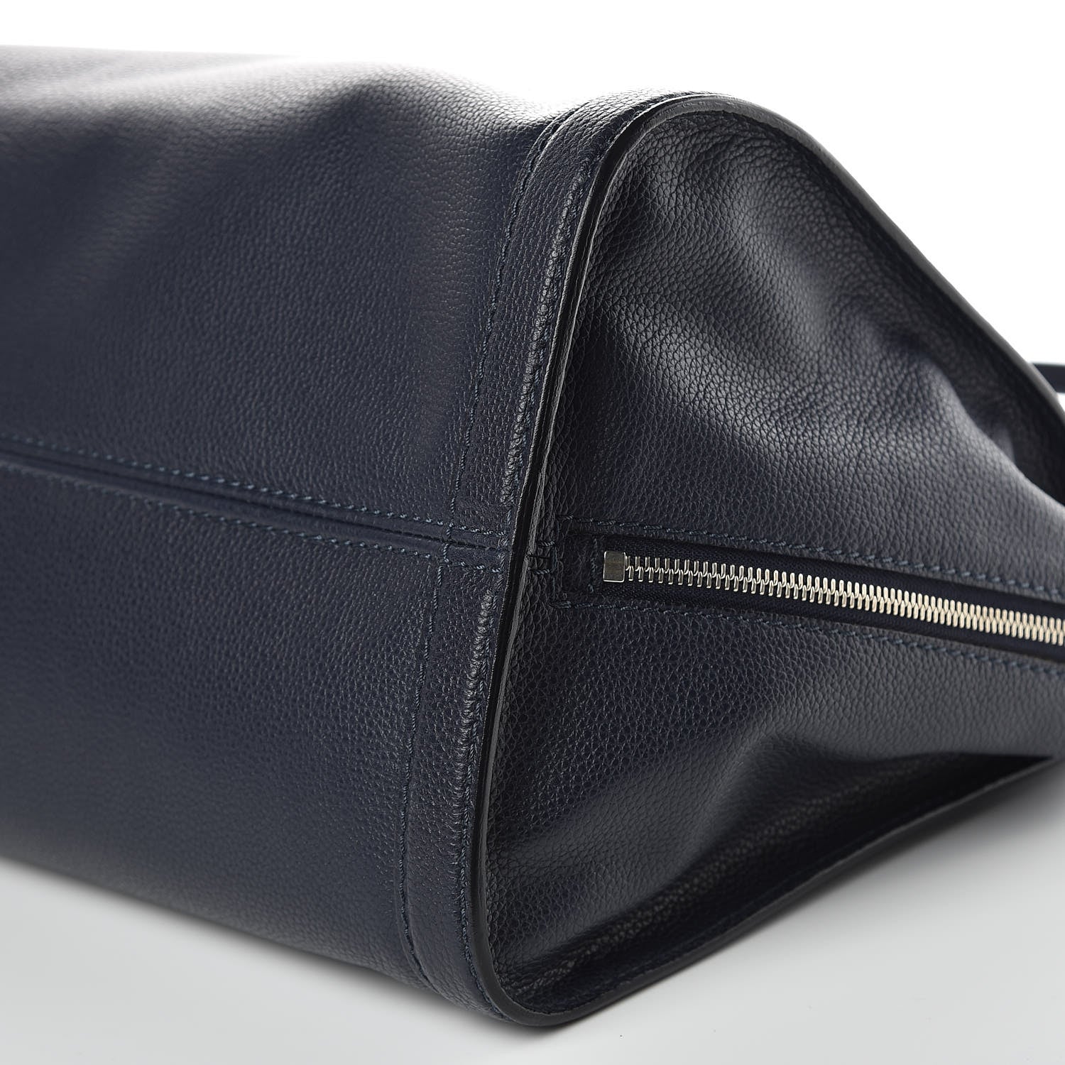Alexander McQueen Pebbled Calfskin Large Skull Padlock Zip Around Tote Navy 9 of 10