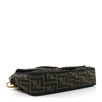 Fendi Fabric Jacquard FF 1974 Medium Baguette Tobacco Moro Black 4 of 10