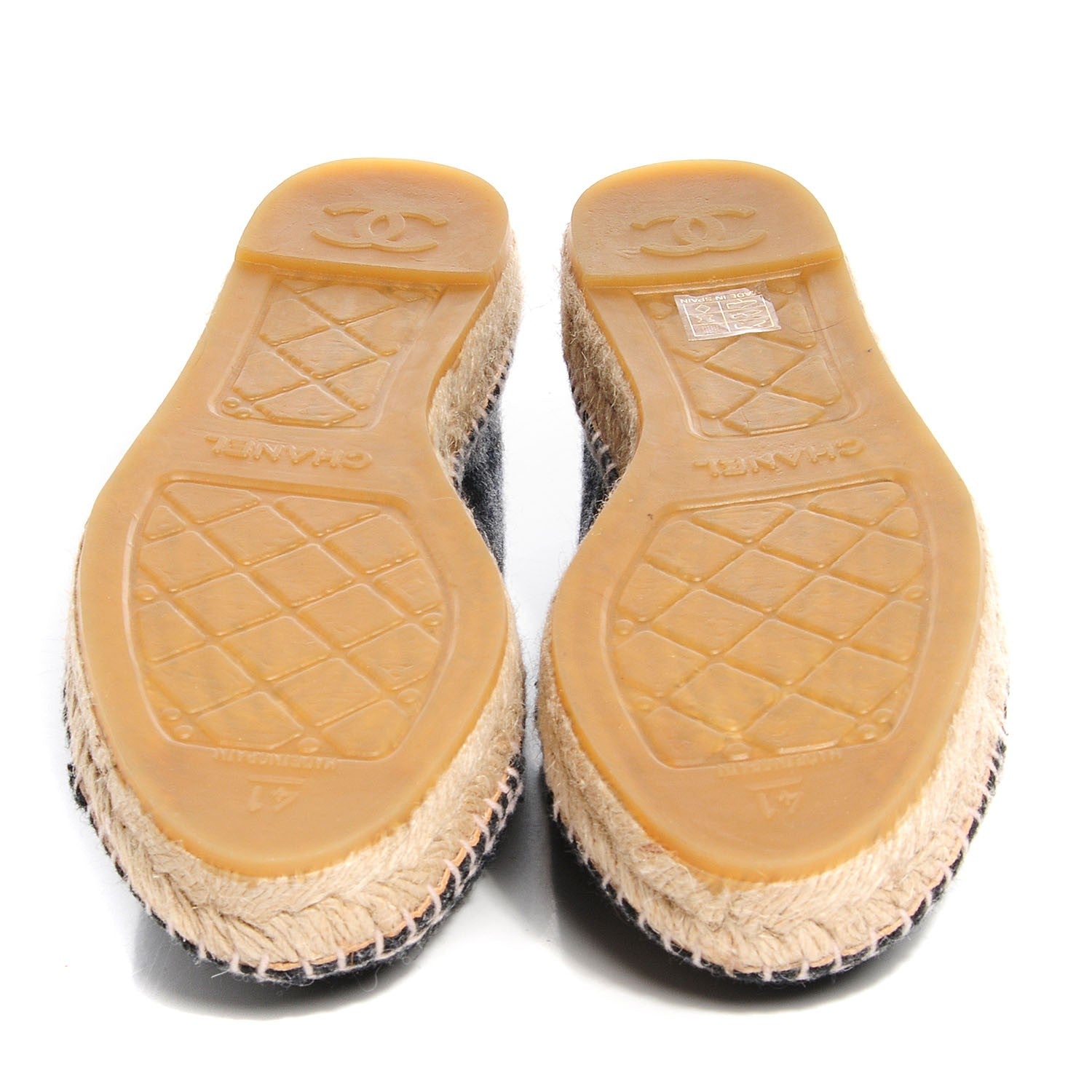 Chanel Plaid Fabric CC Espadrilles 41 Grey 6 of 6