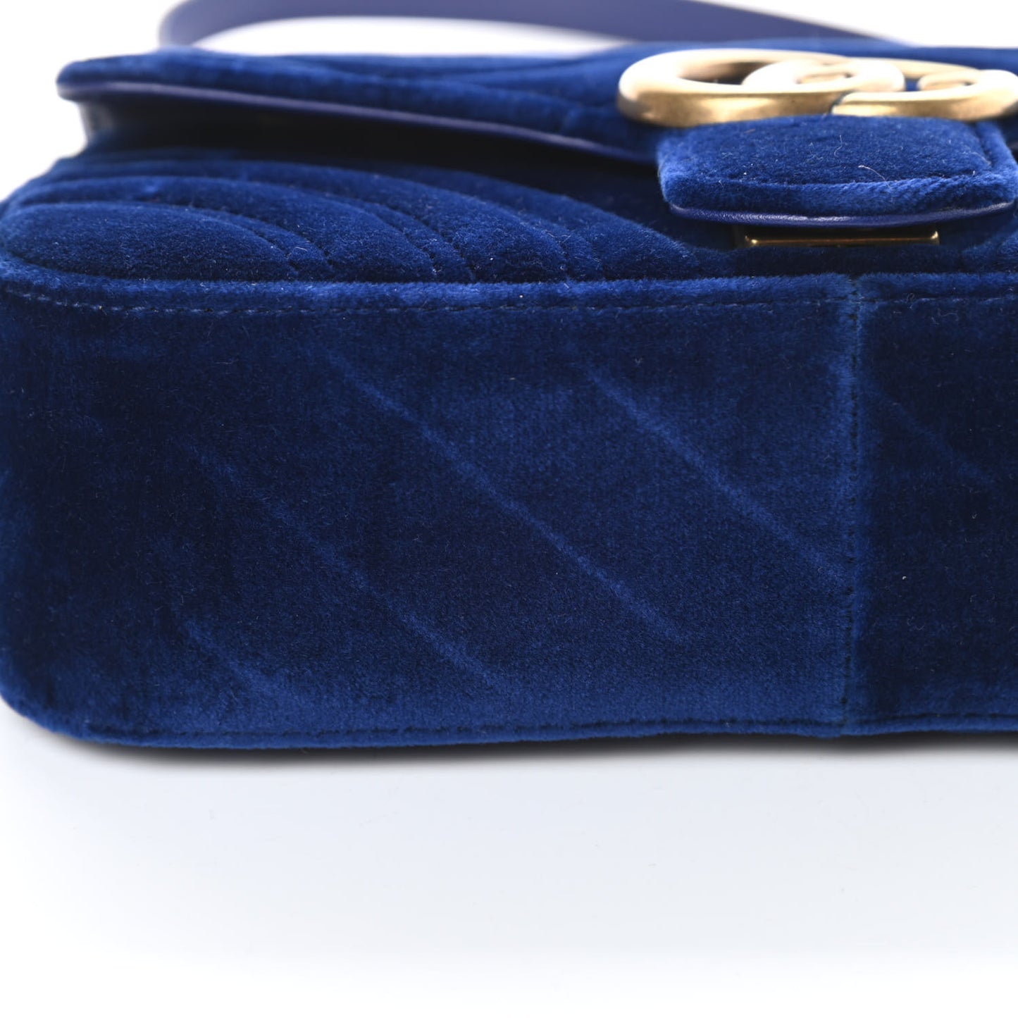 Velvet Matelasse Mini GG Marmont Shoulder Bag Cobalt Blue