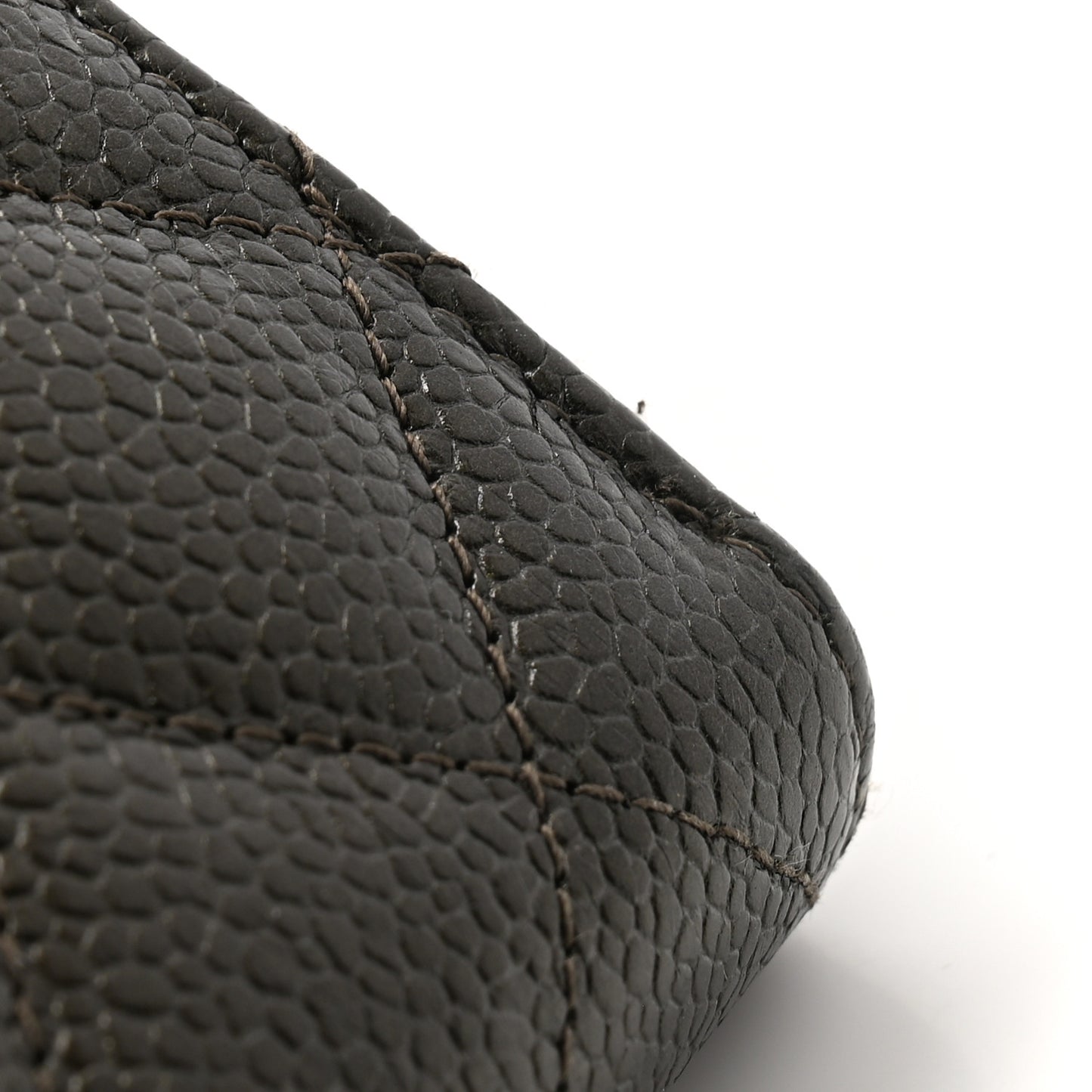 Metallic Caviar Quilted Large Gusset Zip Around Wallet Dark Charcoal