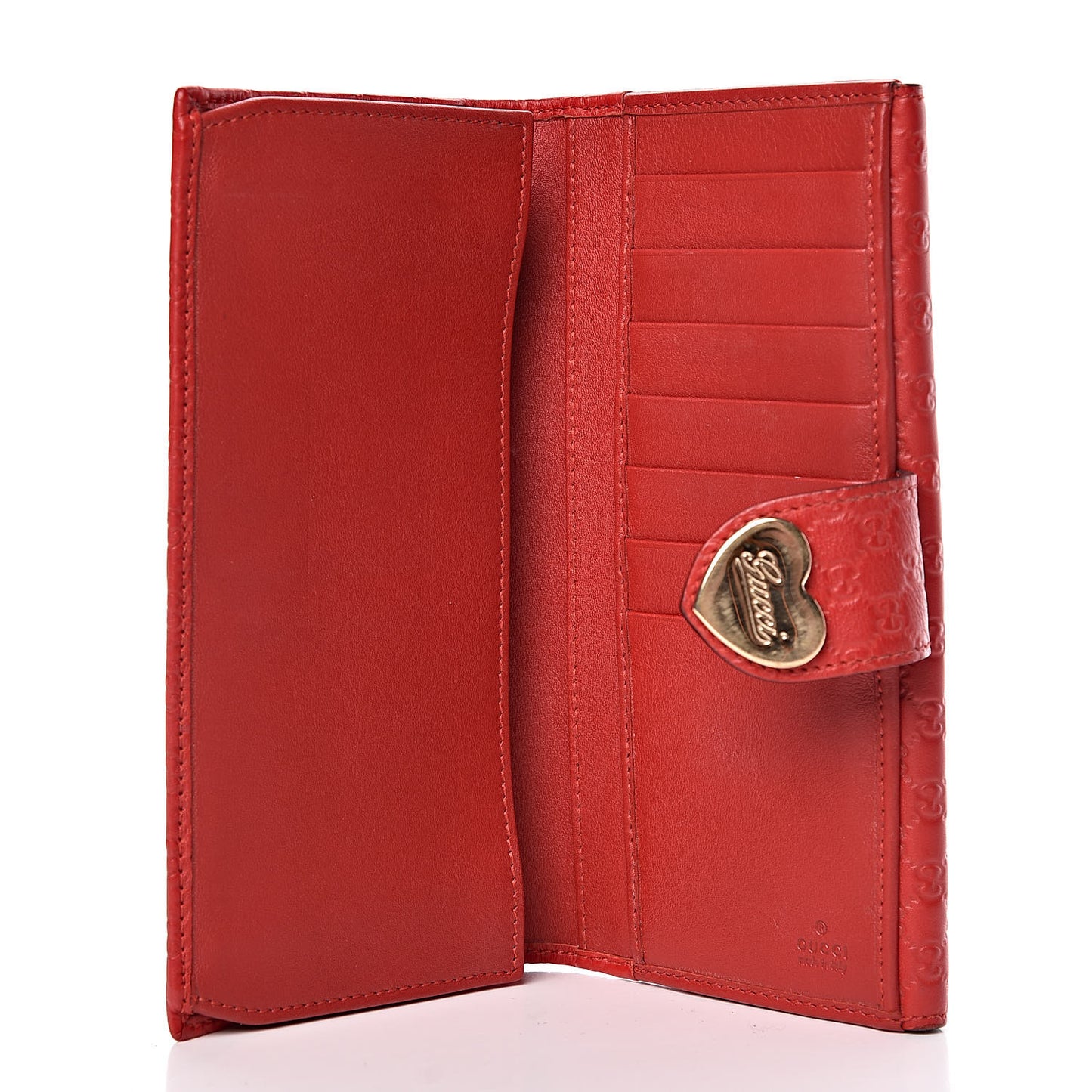 Microguccissima Heart Continental Wallet Red