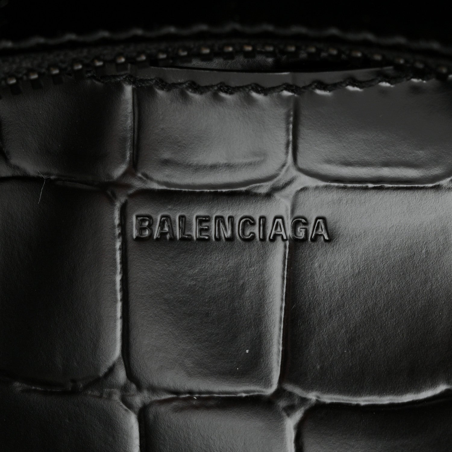 Balenciaga Semi Shiny Calfskin Crocodile Embossed Neo Classic Black Hardware Mini City Black 5 of 9