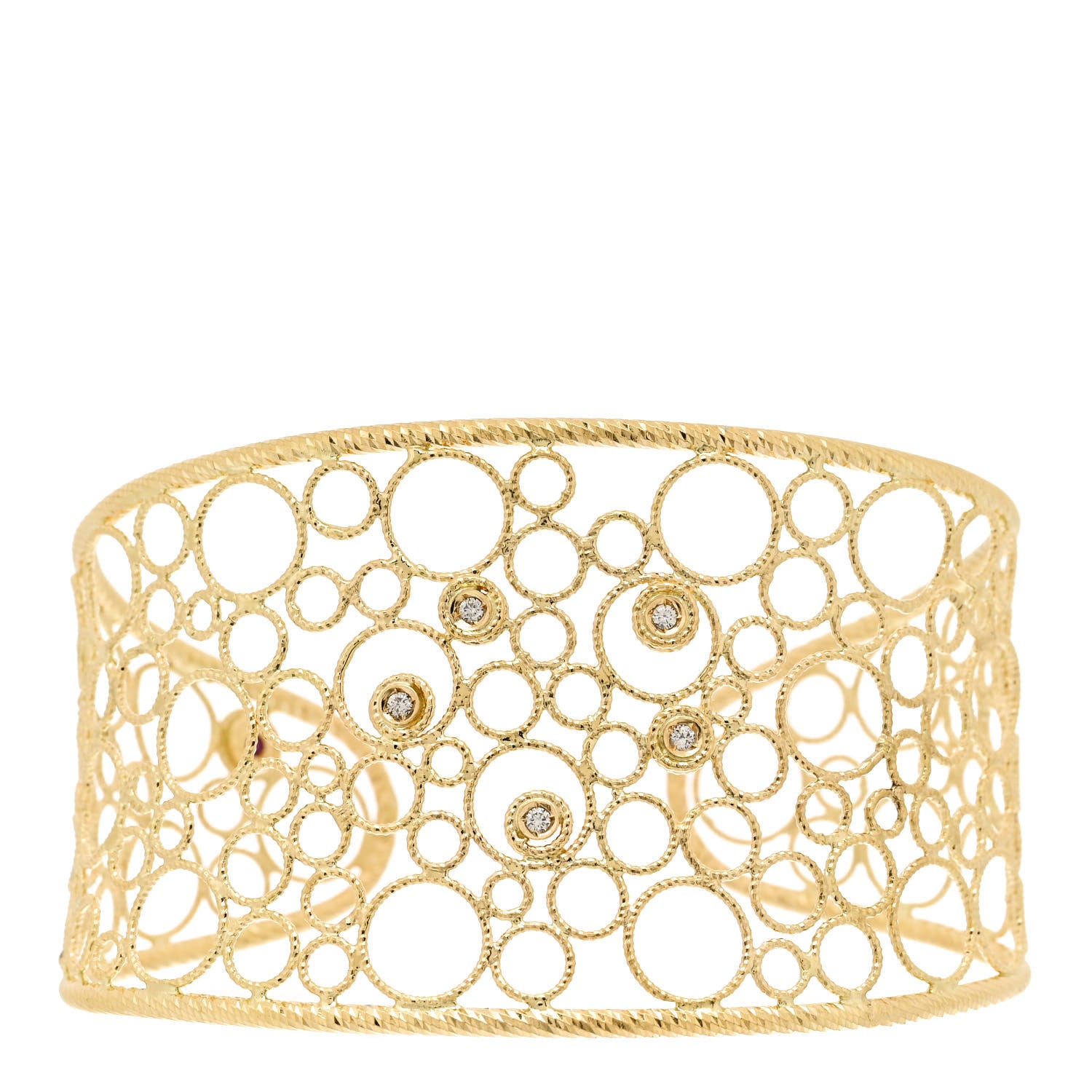 Roberto Coin 18K Yellow Gold Diamond Bollicine Cuff Bracelet 1 of 3