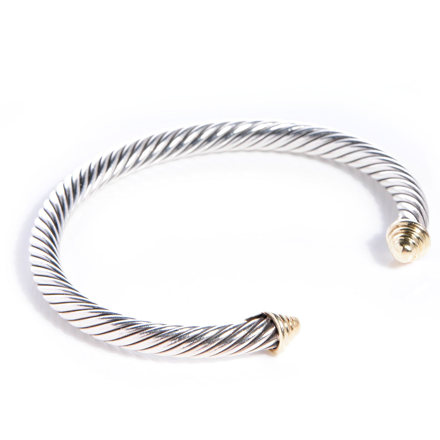 David Yurman Sterling Silver 14K Yellow Gold 5mm Cable Classics Bracelet 3 of 5