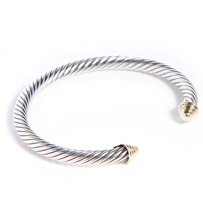 David Yurman Sterling Silver 14K Yellow Gold 5mm Cable Classics Bracelet 3 of 5