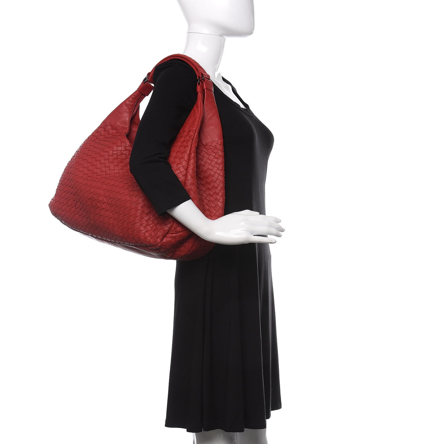 Nappa Intrecciato Large Campana Hobo Red