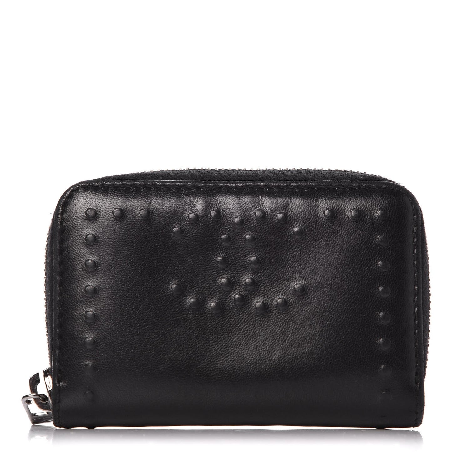 Lambskin Embossed CC Zip Around Coin Purse Wallet Black