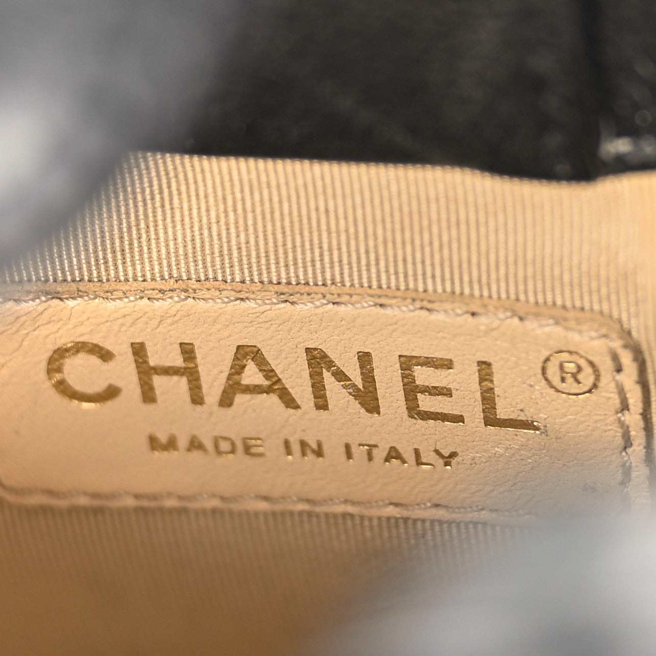 Grained Calfskin Stitched Mini Label Click Shopper Tote Black