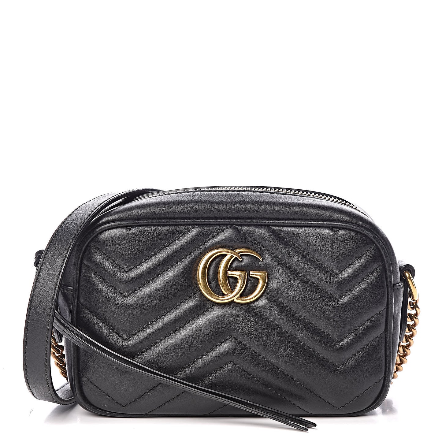 Calfskin Matelasse Mini GG Marmont Chain Shoulder Bag Black