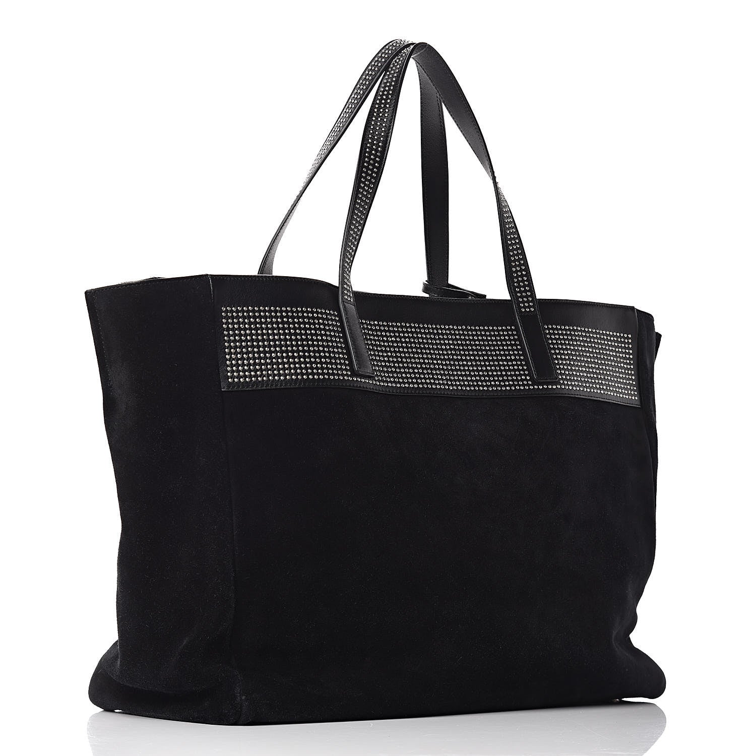 Saint Laurent Calfskin Suede Studded Reversible East West Shopping Tote Black 4 of 15