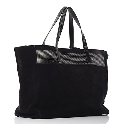 Saint Laurent Calfskin Suede Studded Reversible East West Shopping Tote Black 4 of 15