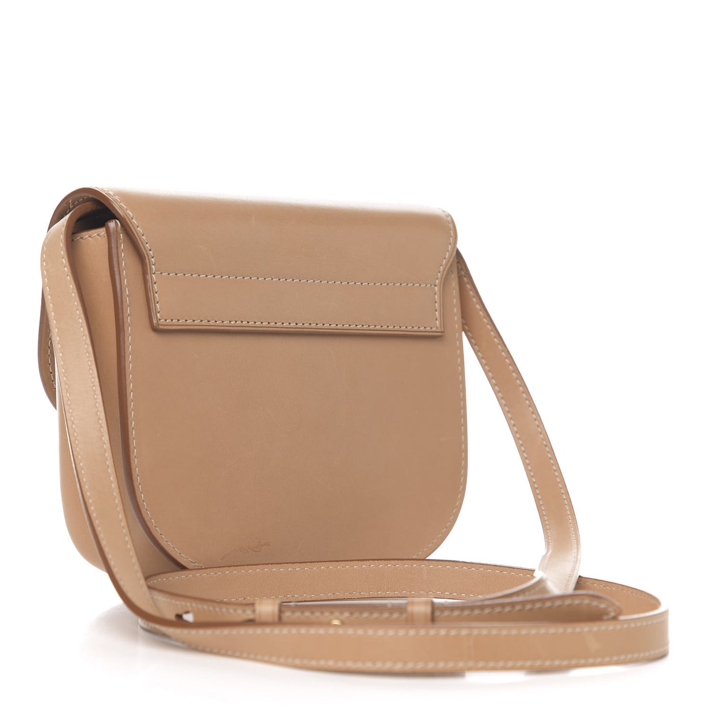 Smooth Vintage Calfskin Small Kaia Satchel Brown Gold