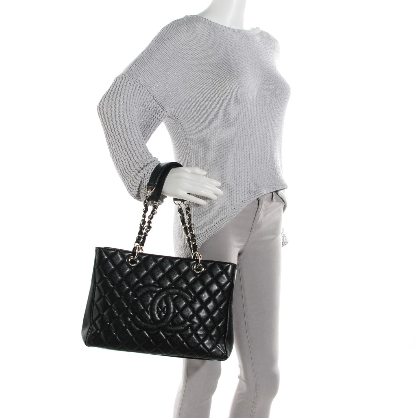 Caviar Quilted Grand Shopping Tote GST Black