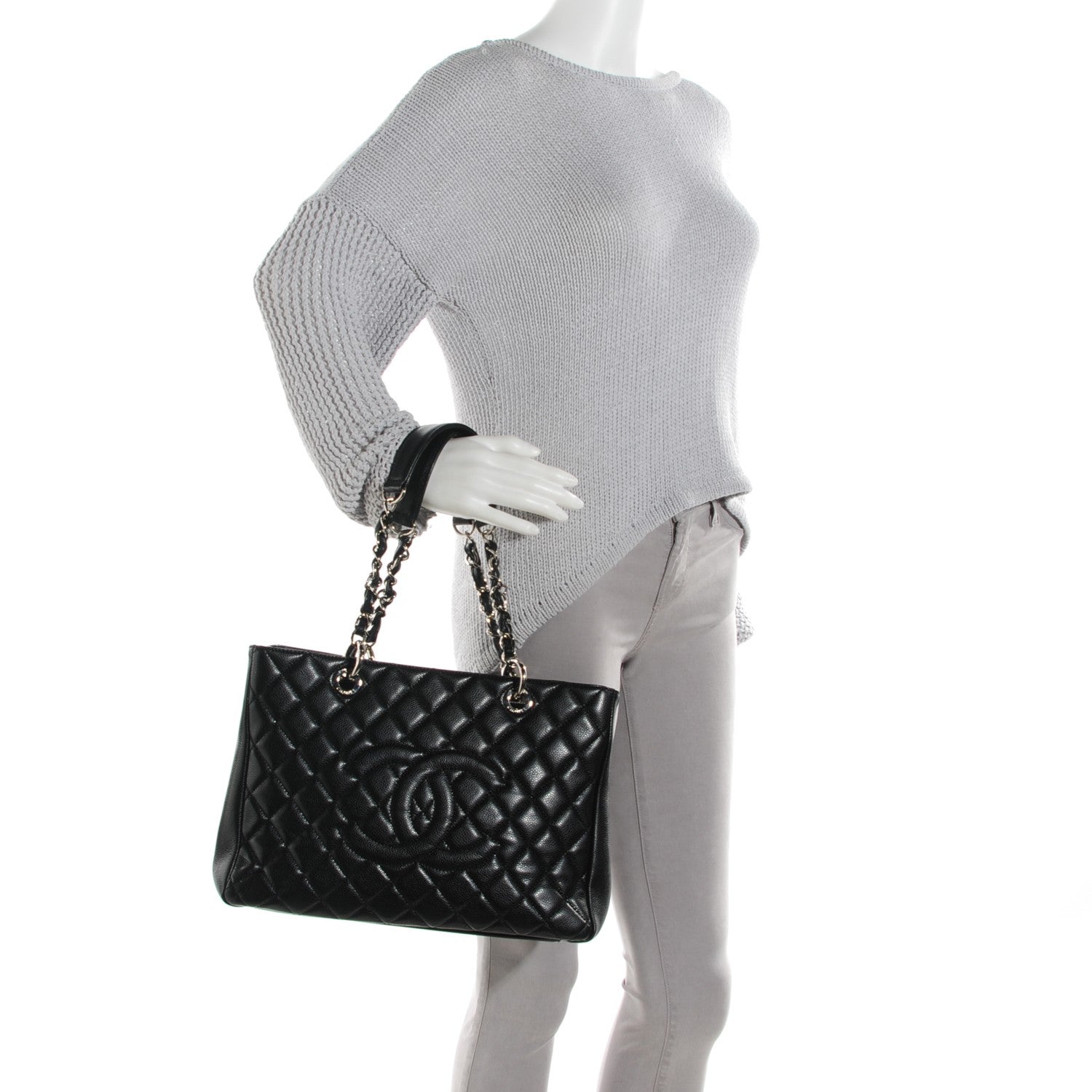 Chanel Caviar Quilted Grand Shopping Tote GST Black 2 of 7