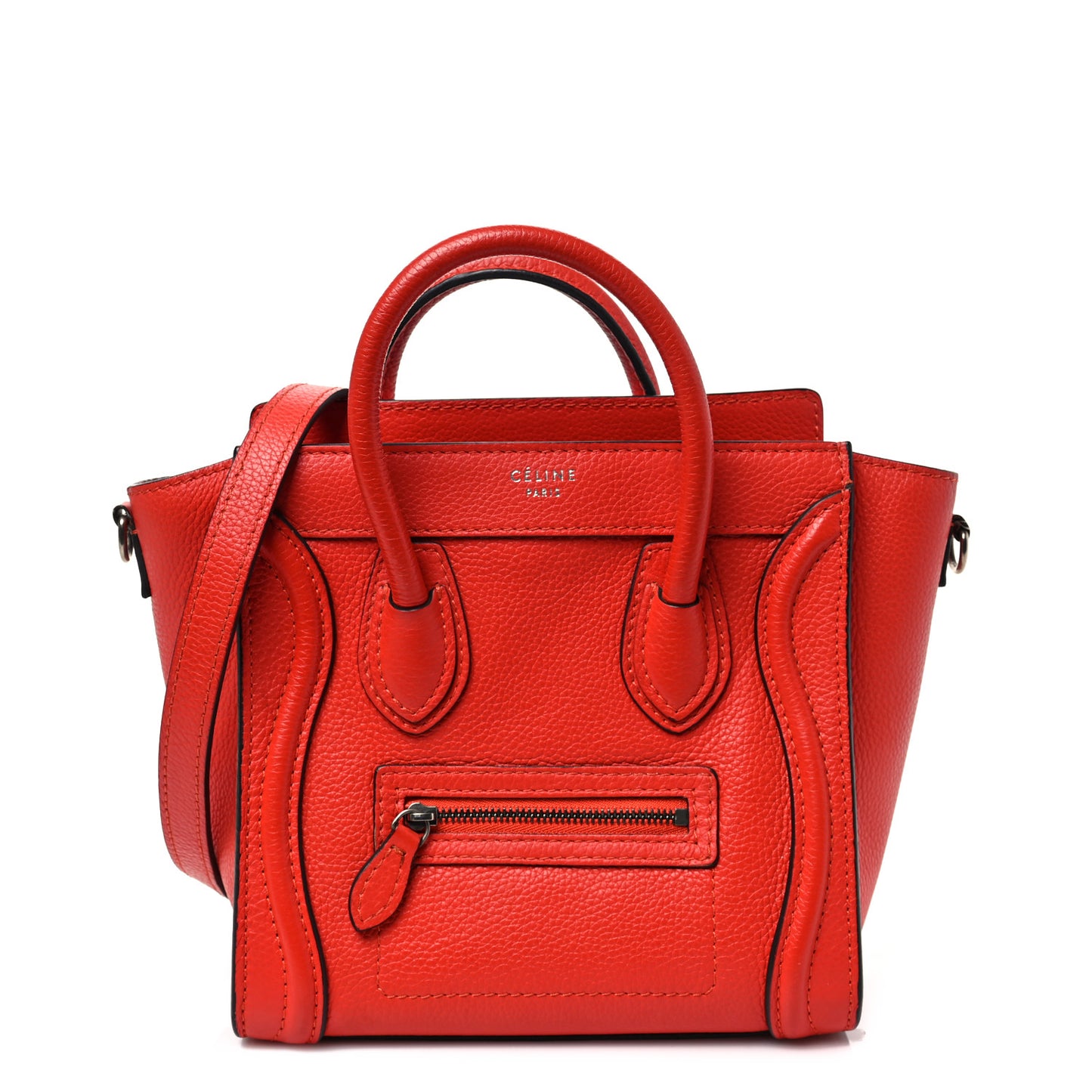 Drummed Calfskin Nano Luggage Vermillion