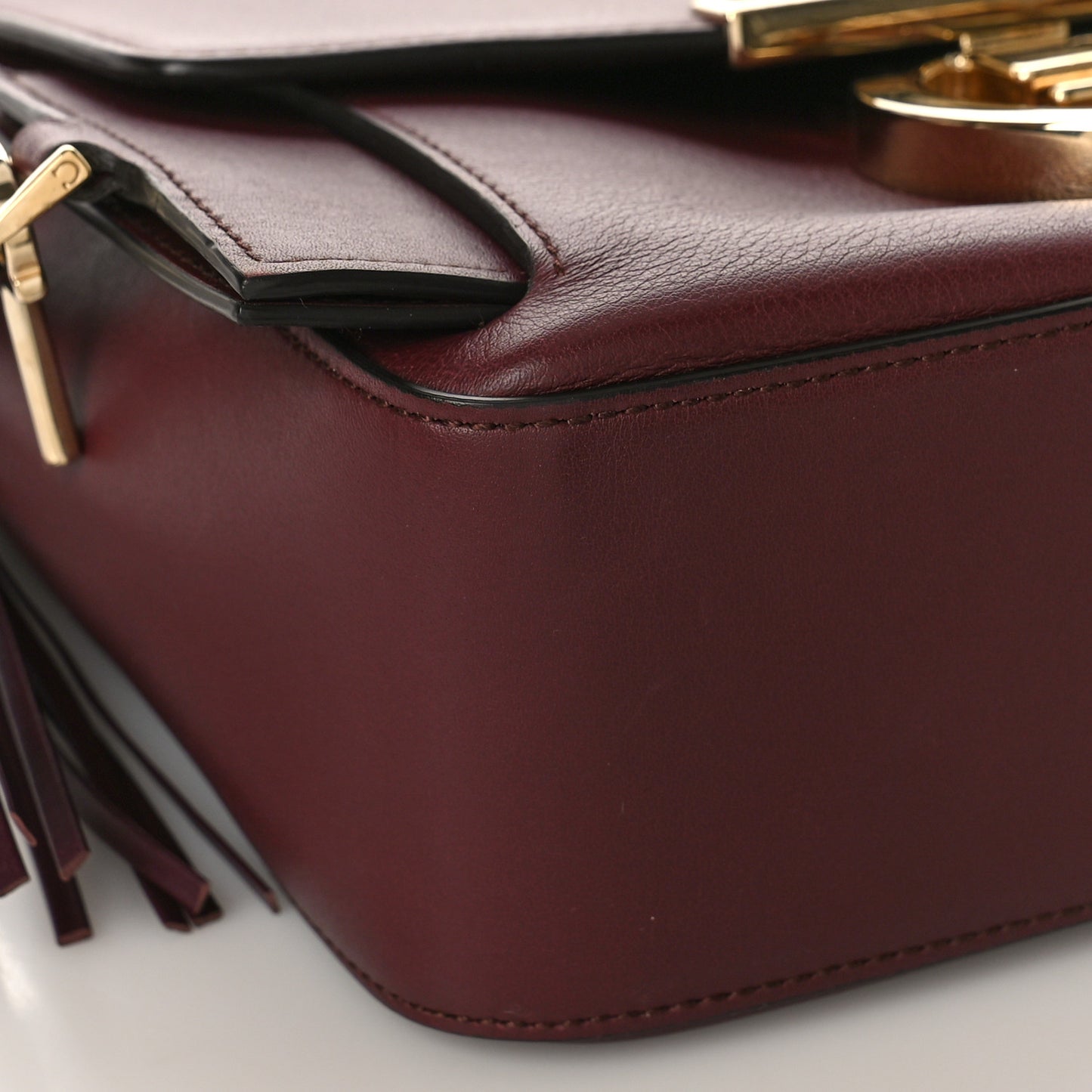 Calfskin Gancini Lock Flap Crossbody Burgundy
